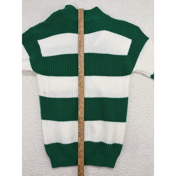 Vintage Joan Harper Knit Cardigan Sweater Womens M Button Green Striped Jumper - Picture 8 of 8